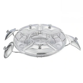 Rechaud Giratório Com 6 Compartimentos Aço Inox e Vidro 52cm