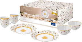 Aparelho de Jantar Natalino Dourado - 6 Peças