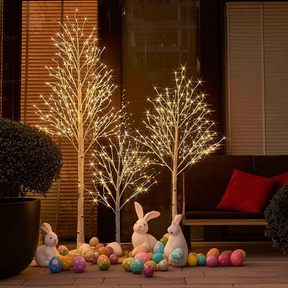 Conjunto de Árvores de Natal LED com Ramos de Bétula Branco - 3 em 1