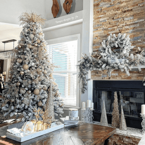 Árvore de Natal Artificial King Flock® 600 Luzes LED Branco Quente