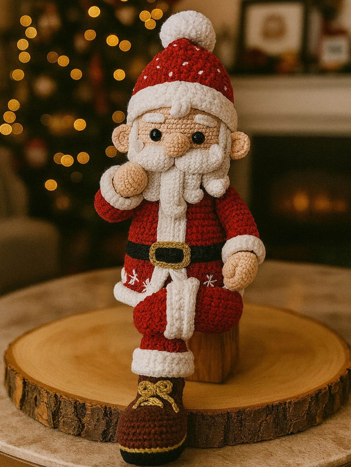 Papai Noel Perna Cruzada 20cm