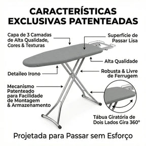 Tábua de Passar Roupas 360° – Giratória, Face Dupla e 8 Níveis de Altura