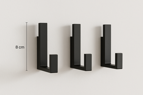 Kit 3 Ganchos Decorativos de Parede Metal Preto Geométrico