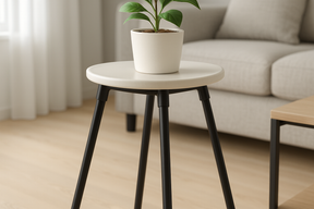 Suporte para Plantas Tripé Metal Preto com Base Cerâmica 70cm